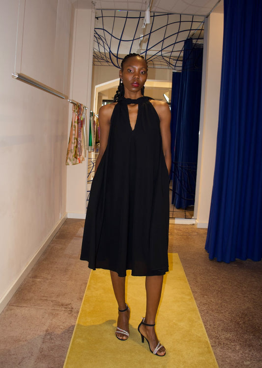 AMARA REVERSIBLE SLEEVELESS DRESS- BLACK