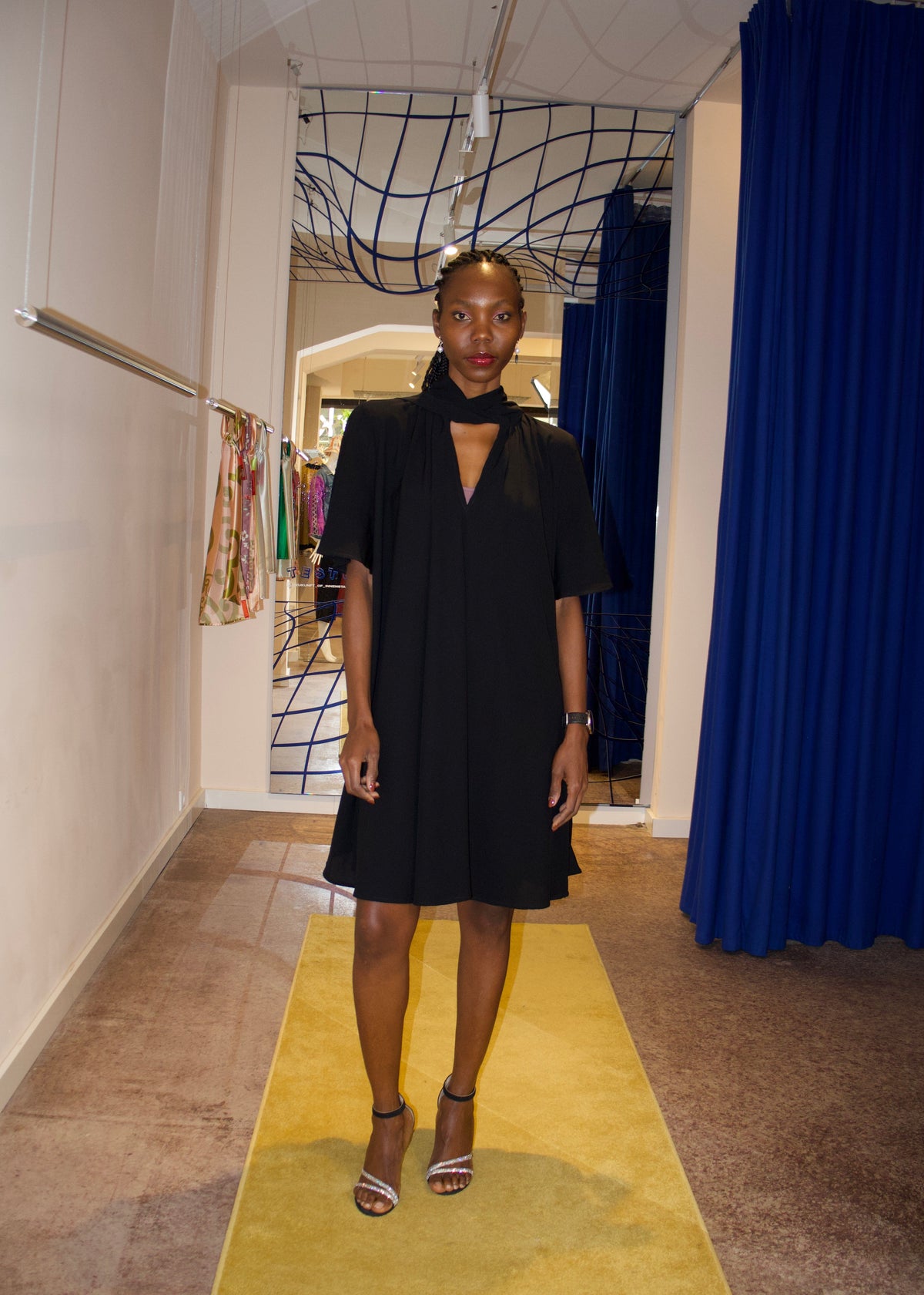 AMARA REVERSIBLE SLEEVED DRESS- BLACK