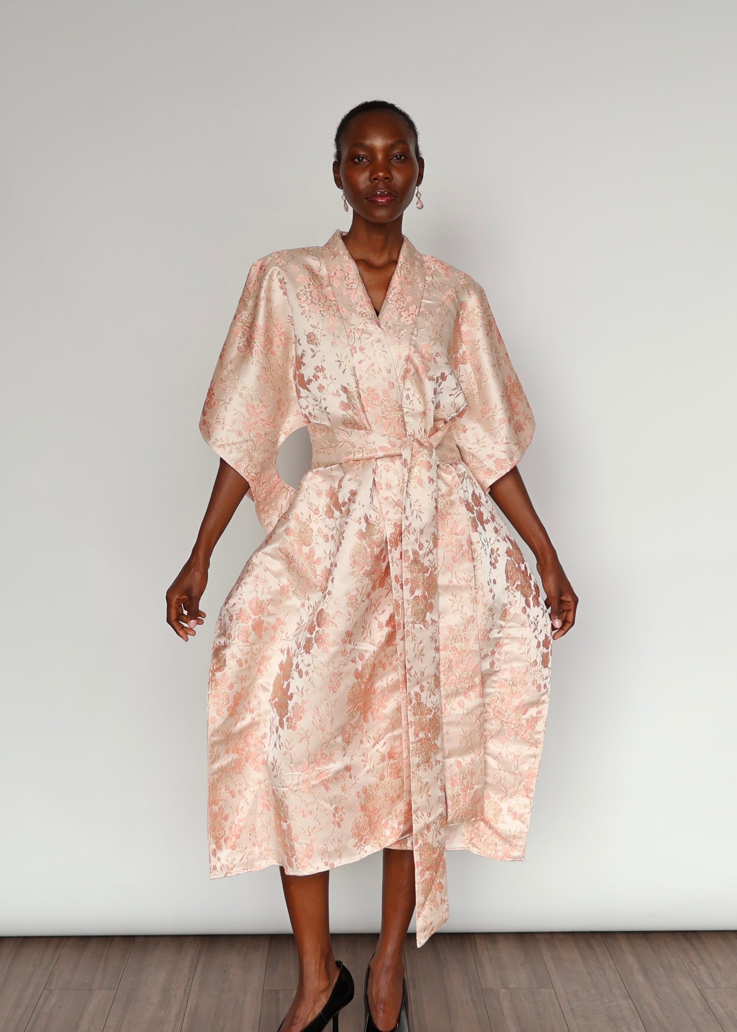 Aryana Structured Brocade Dress - Baby Pink