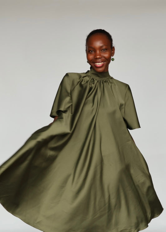 Nawiri Silky Crepe - Olive Green