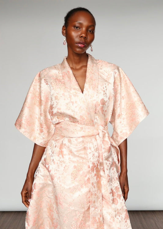 Aryana Structured Brocade Dress - Baby Pink